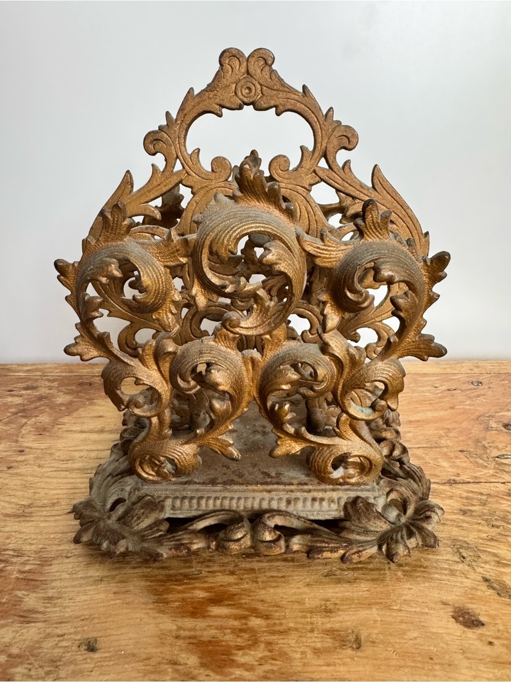 Vintage Brass Rococo Style Letter Holder
